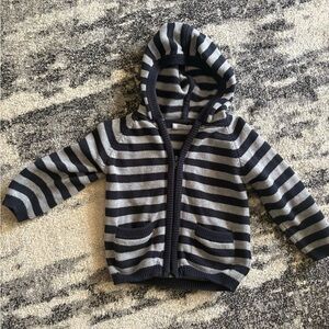 Wheat Brand Toddler 18months Striped Navy and Gray Kids Hoodie full zip